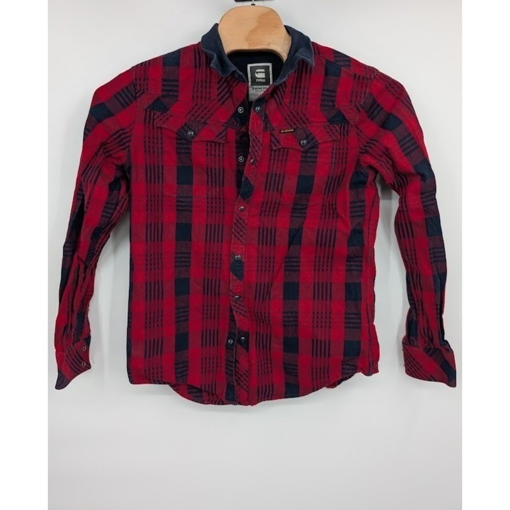 G-Star RAW Men's Tailor PM Long‎ Sleeve Shirt red black check sz XL